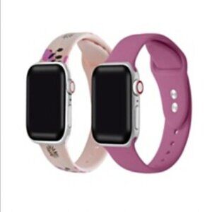 Purple Floral and Purple 2-Piece Silicone Band for Apple Watch 42mm